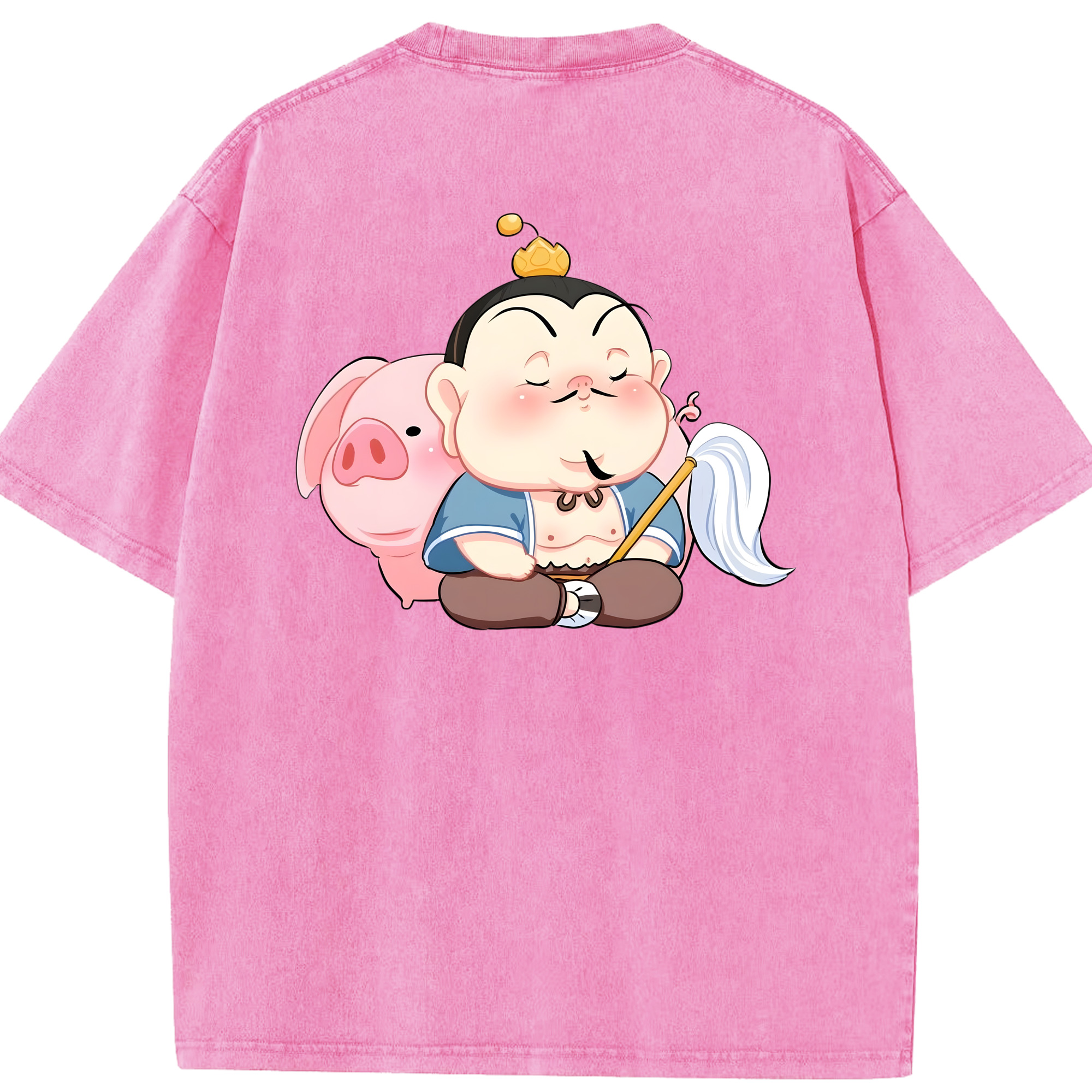 （画像用） Ne Zha 2 ナタ 魔童の大暴れ 綿100% ヴィンテージ風 半袖Tシャツ（背面プリント）